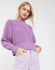 Monki ribbed sweater in lilac   ASOS at Asos